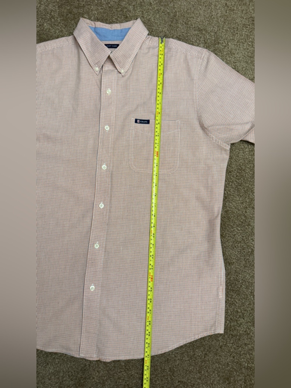 Chaps SS Button-Down Shirt - orange/blue/white with front pocket size L - Picture 5 of 5